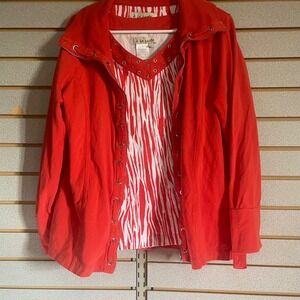 a la carte Orange Zebra Print zip Up Jacket‎ & Tank Top Set Women's Size XL